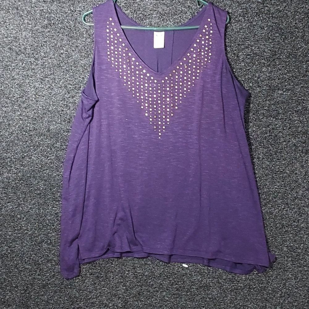 Faded Glory 2X (18W 20W) Purple Tank Top Shirt - Picture 2 of 13